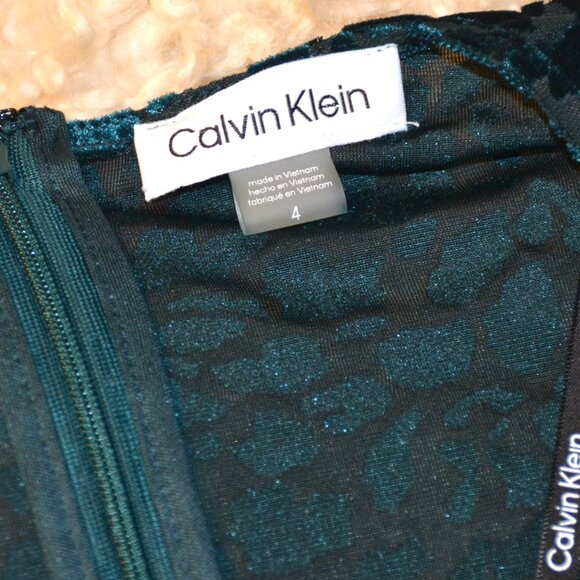 NWT Calvin Klein Green Velvet Midi Dress Size 4 - Picture 5 of 10